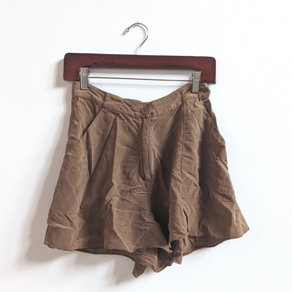 elevenses Pants - Anthropologie Elevenses Shorts Women's Sz 2 Brown High Waisted Silk Flowy Classi